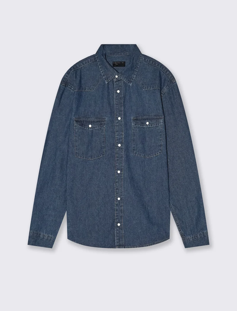 Camicia in denim slim con effetto slavato - Denim