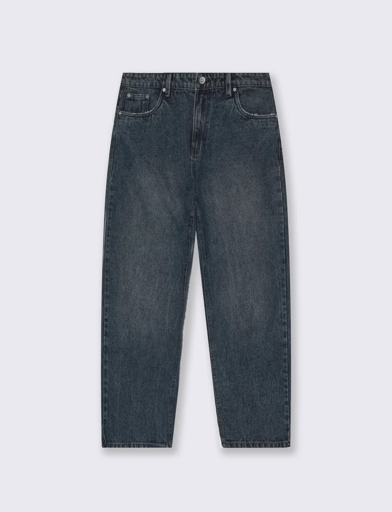 Jeans baggy fit blu scuro effetto slavato - DENIM SCURO