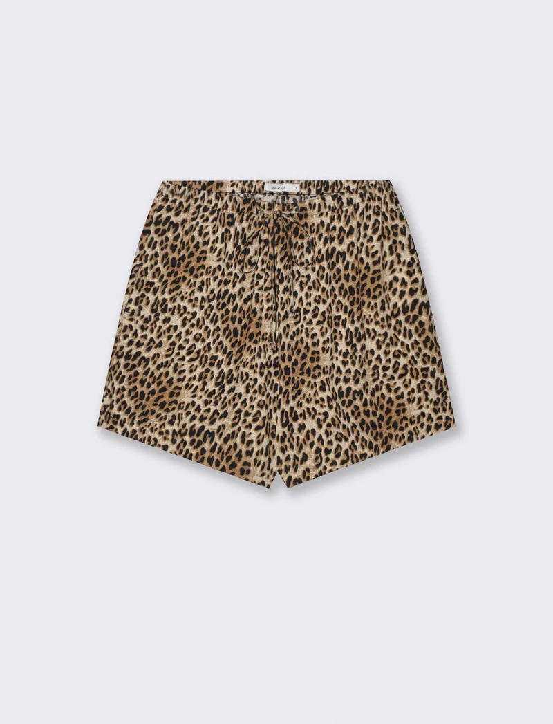 Short in tessuto stampato con vita arricciata - var 2