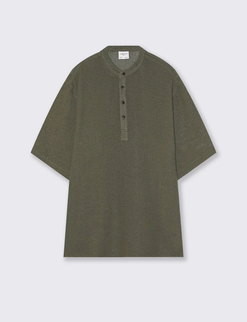 T-SHIRT SERAFINO IN TESSUTO DOBBY - Verde oliva