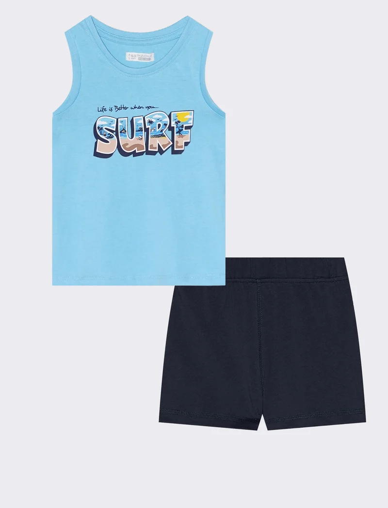 Set canotta e pantaloncini casual chic - Azzurro