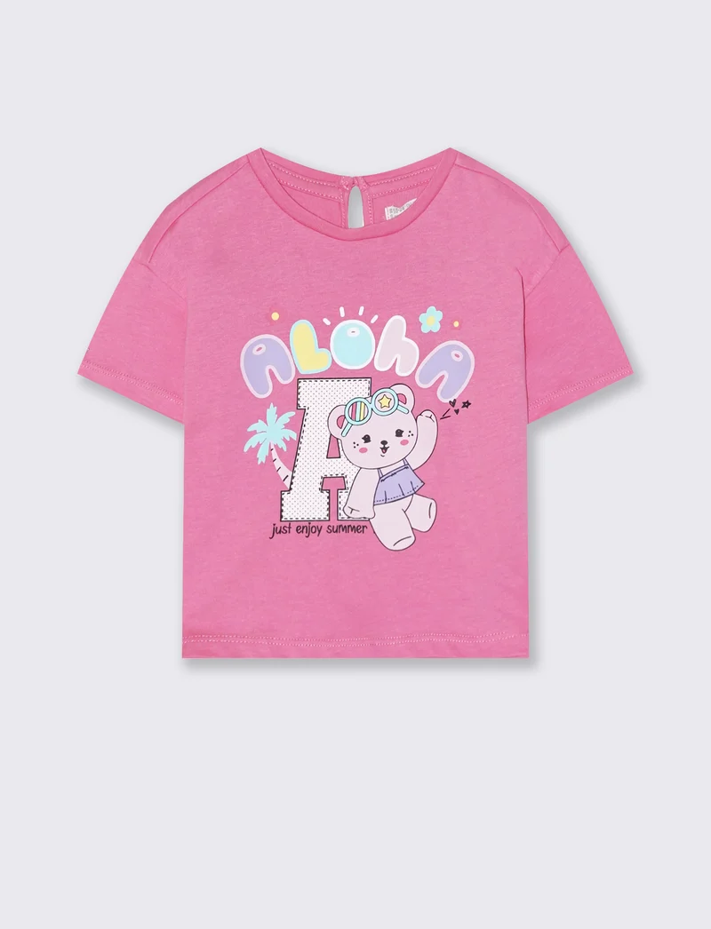 Maglietta stampa estiva girocollo - Rosa