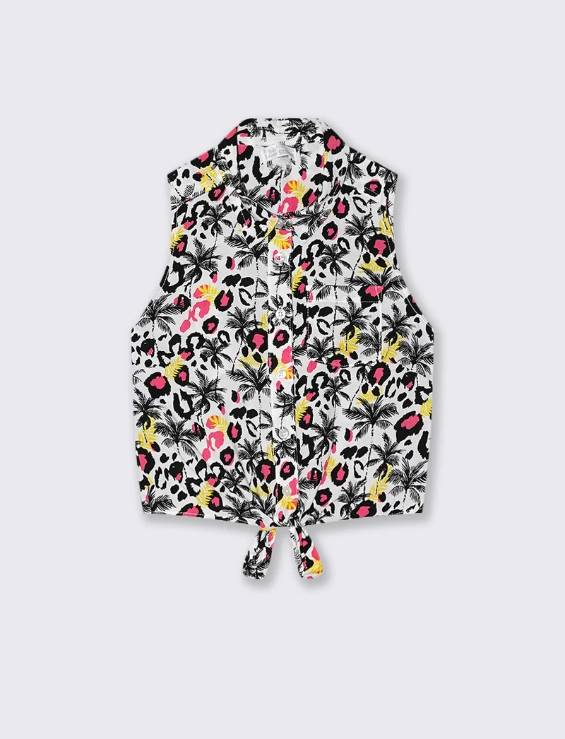 Camicia annodabile con stampe - Bianco