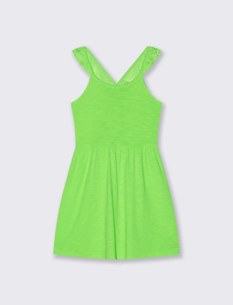 Vestito in tessuto con volant eleganti - Verde