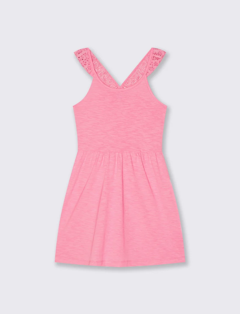 Vestito in tessuto con volant eleganti - Rosa big bubble