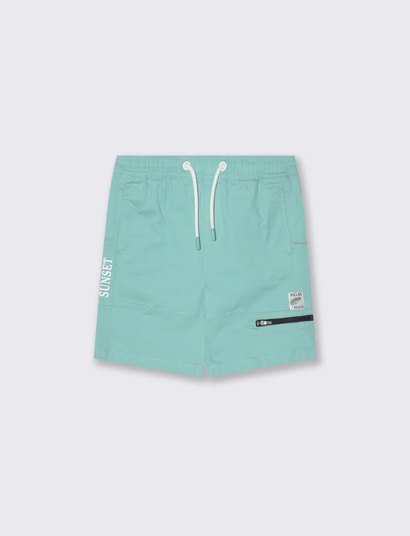Bermuda in cotone con stampe e tasche - Verde acqua
