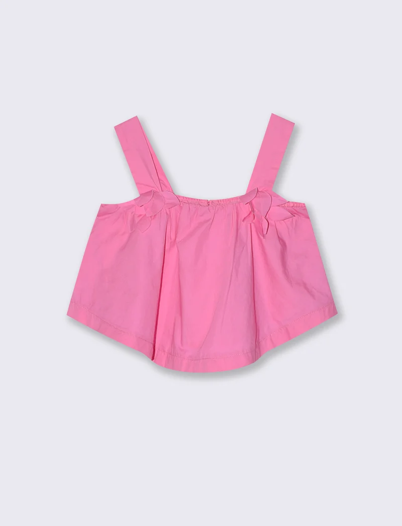 Top Cropped in Cotone con Fiori Decorativi - Rosa big bubble