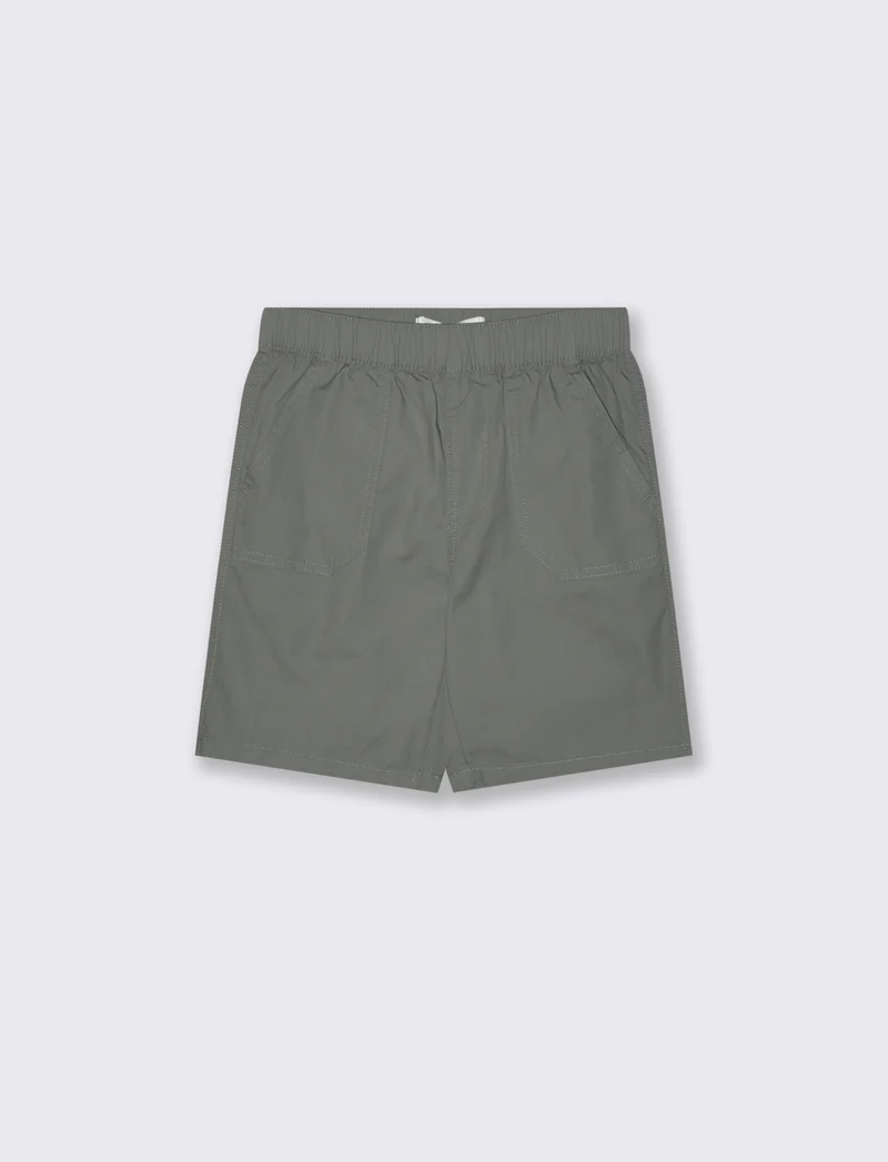 Bermuda in cotone tinta unita con tasche - Verde salvia