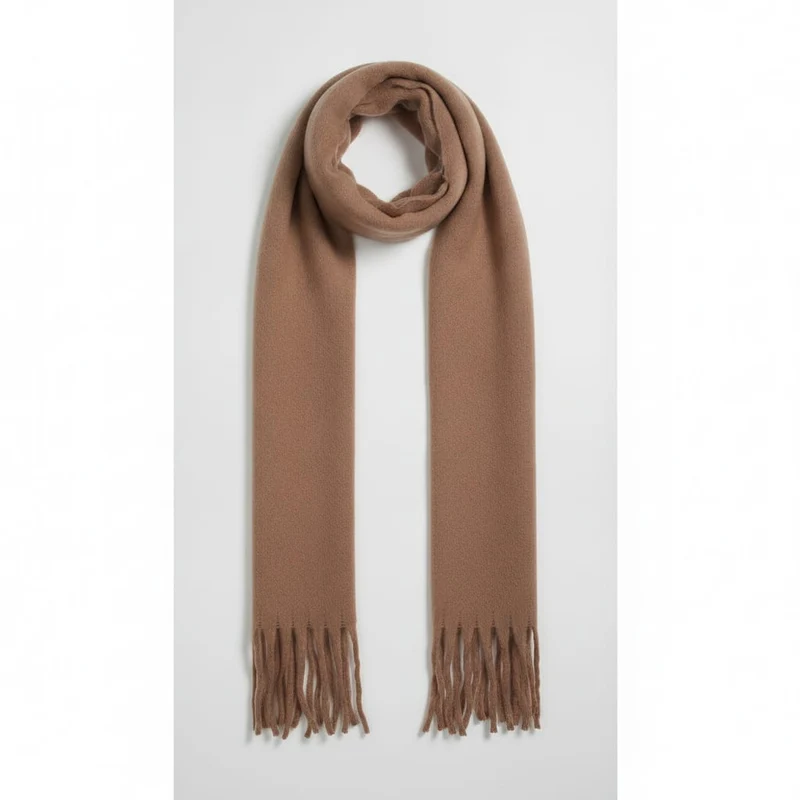 Sciarpa basic con frange - Cammello