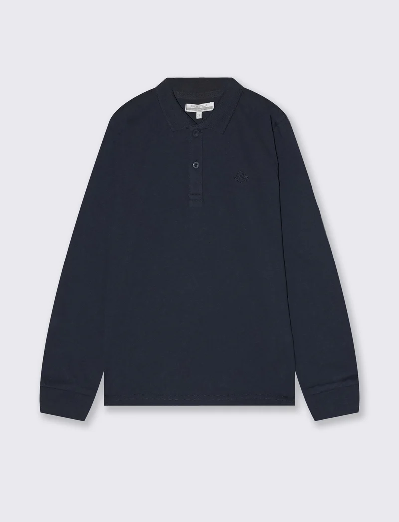 T-shirt con colletto e ricamo elegante - Blu