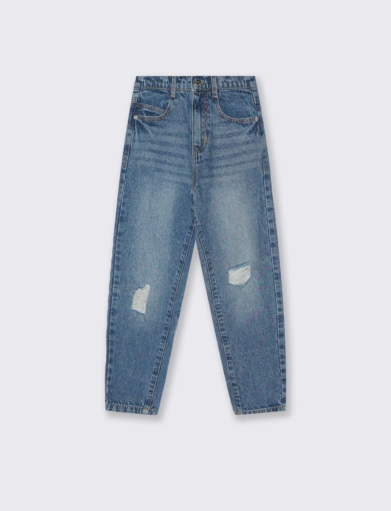 Jeans mom fit 5 tasche in denim cotone - Denim