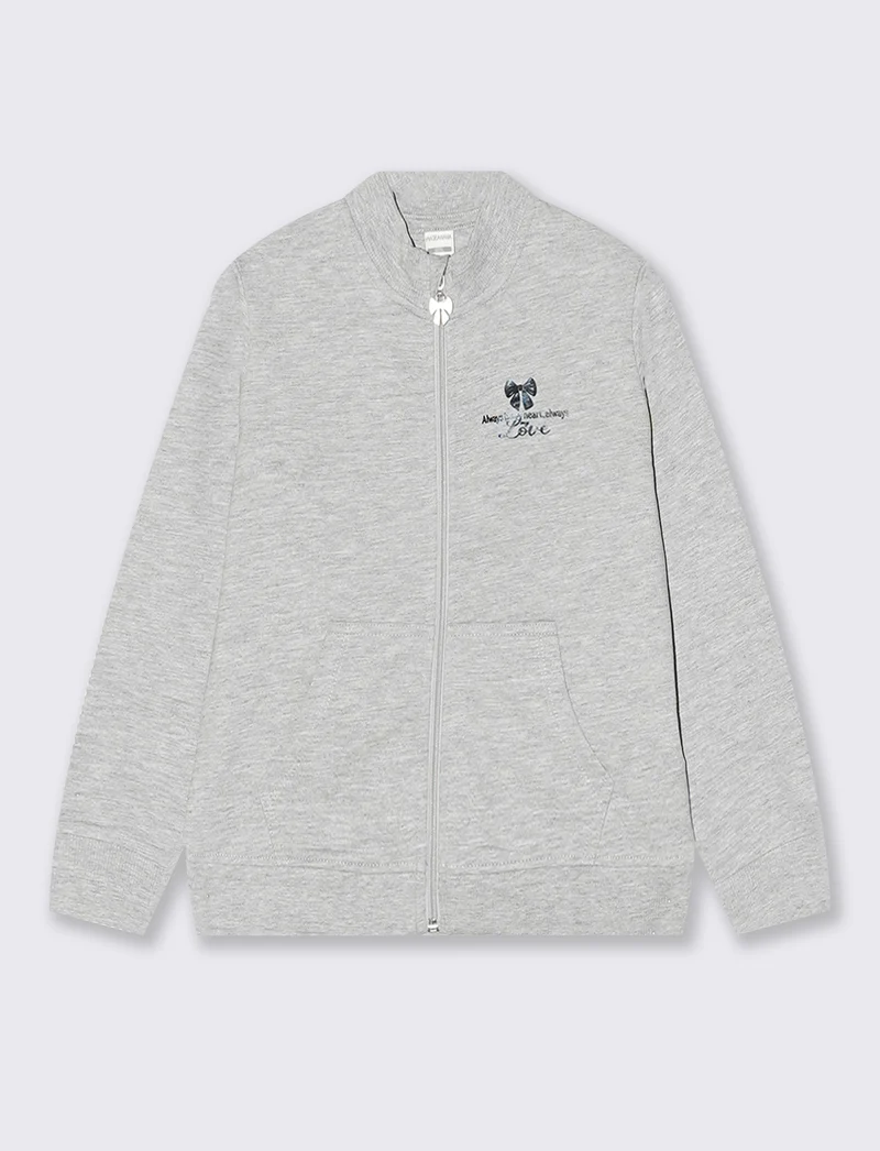 Felpa con zip e tascone vivace - Grigio chiaro mel.