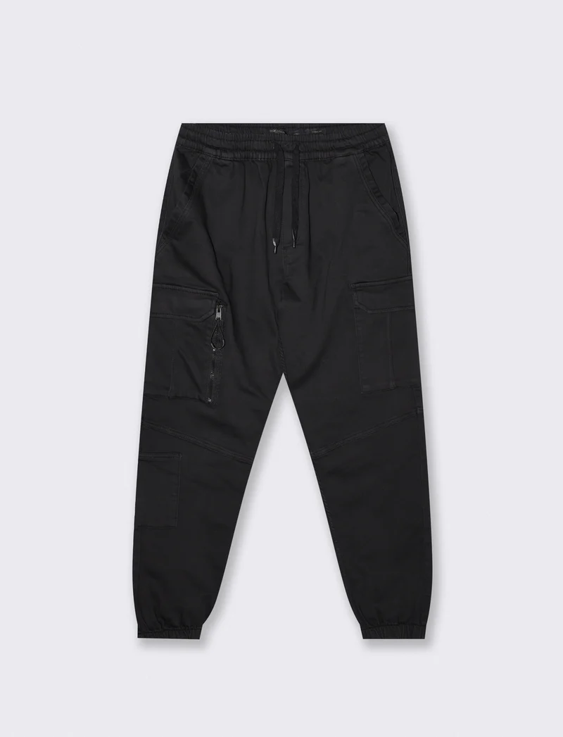 Pantaloni Jogger Cargo Fit con Tasche - Nero