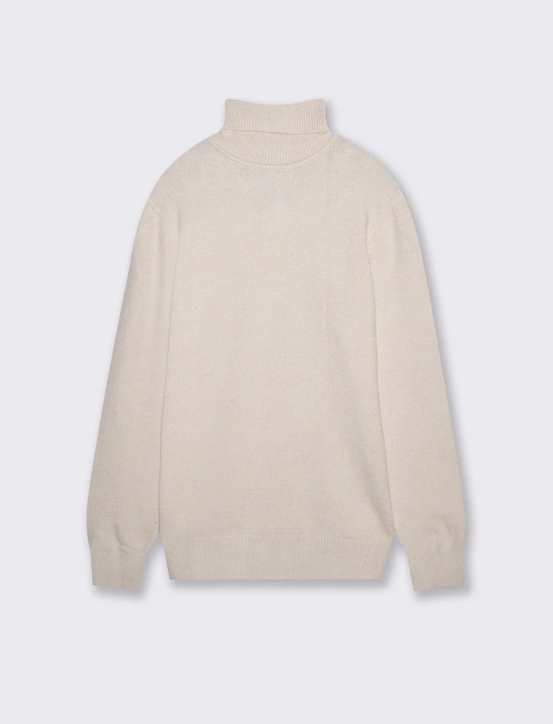 Maglia Collo Alto Filato Premium Rasato - Bianco