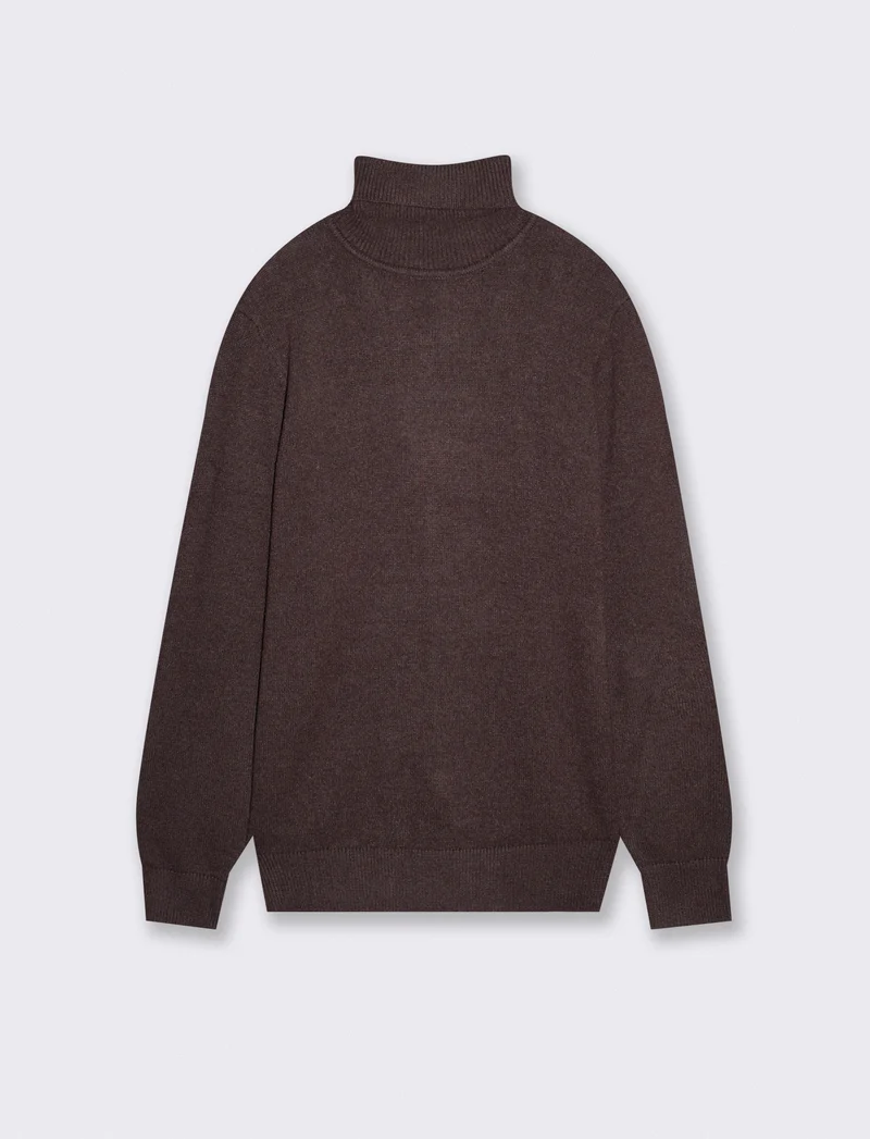 Maglia Collo Alto Filato Premium Rasato - moro/melange