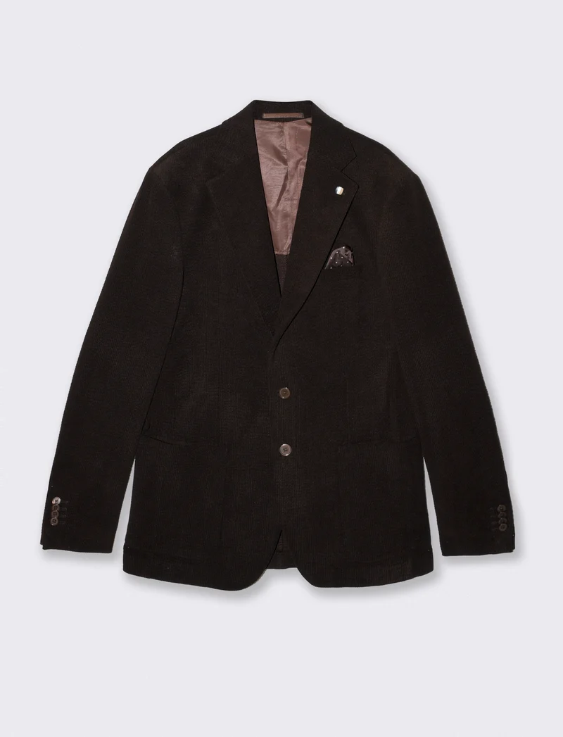 Blazer in velluto goffrato formal fit - Moro