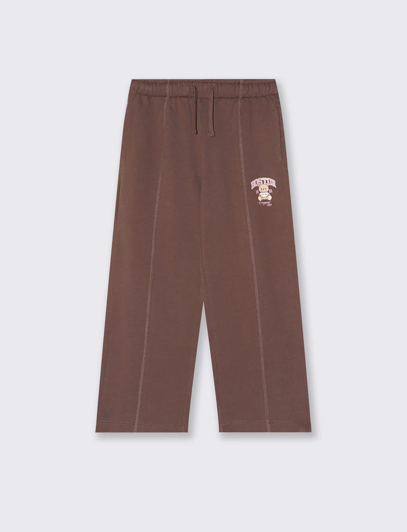 Pantafitness Jogger in Cotone per Bambina - Marrone cioccolato
