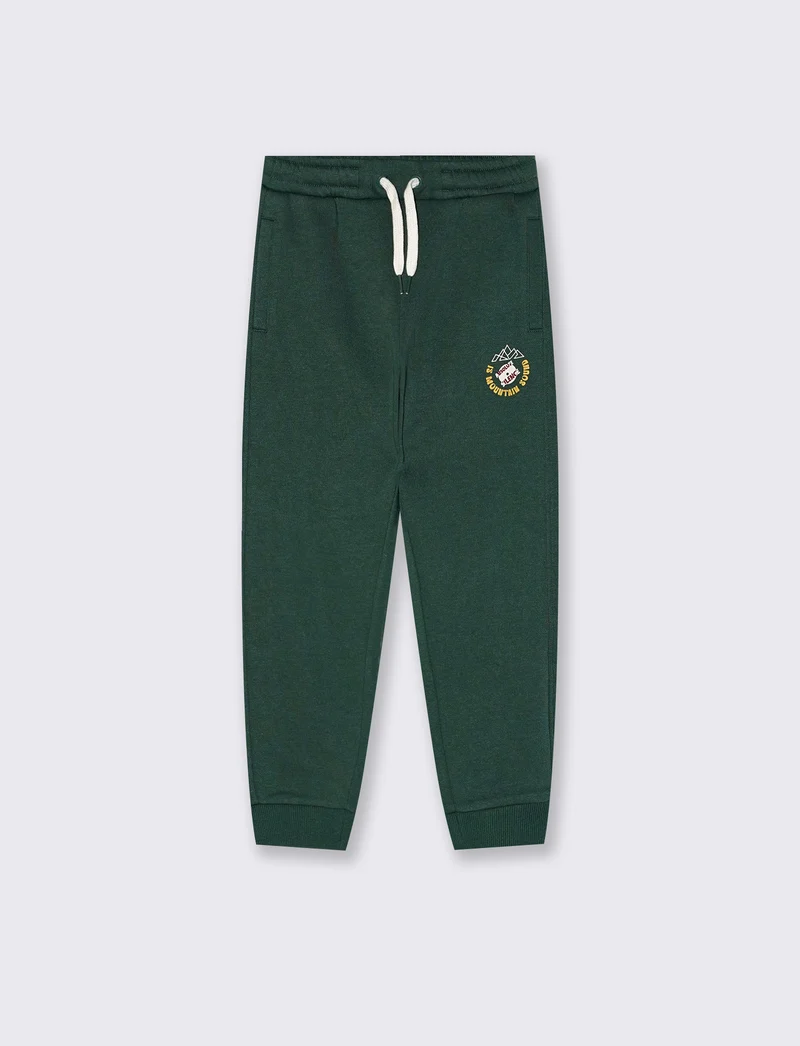 Jogger in felpa con stampa e tasche - Verde abete