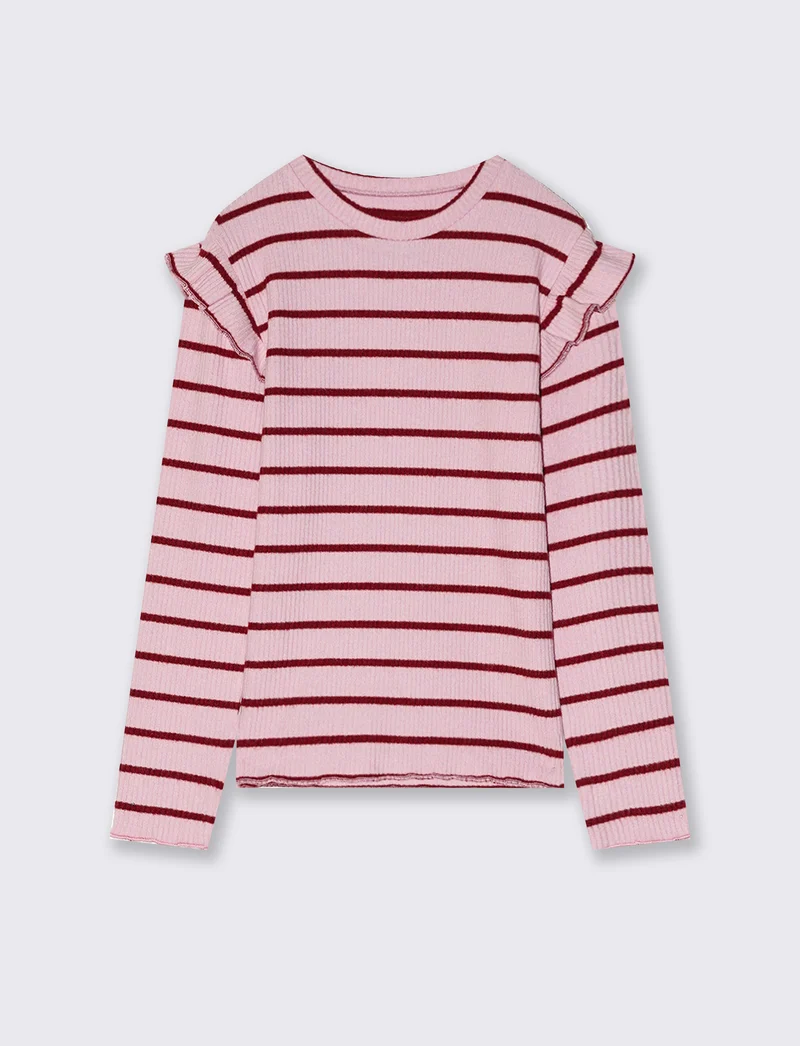 T-shirt a righe con rouches eleganti - Righe