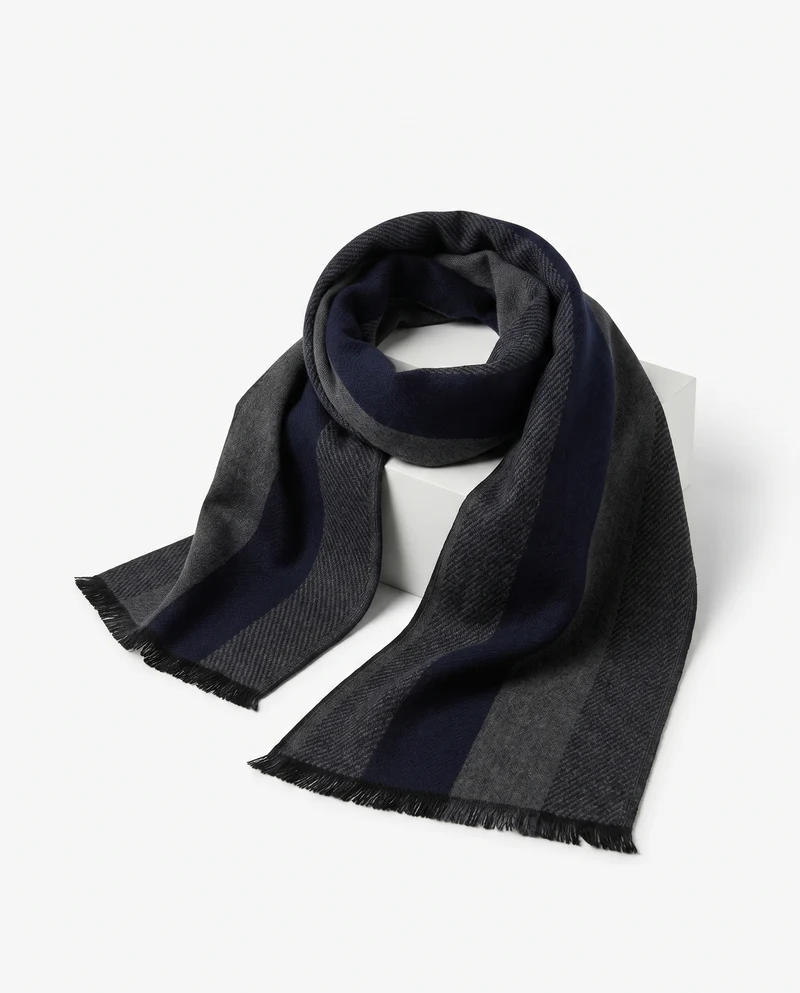Sciarpa uomo righe verticali larghe - Blu