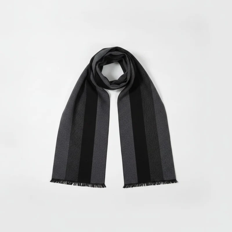 Sciarpa uomo righe verticali larghe - Nero