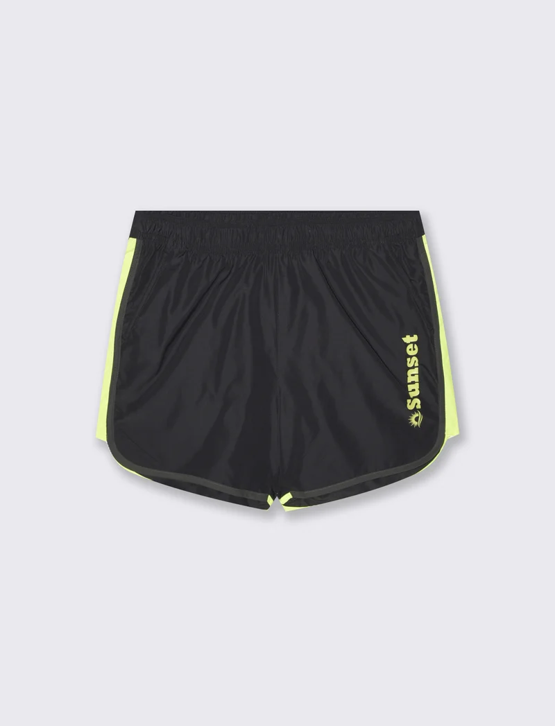 Costume Mare Fluorescente con Stampa - Nero