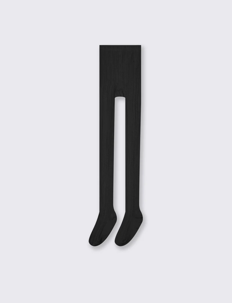 Calze elastiche con motivo ad intreccio morbido - Nero