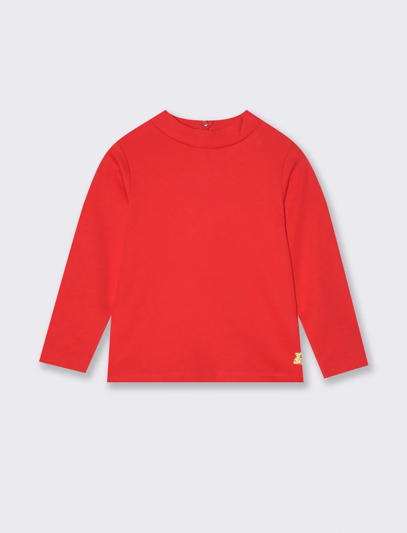 T-shirt collo alto manica lunga interlock - Rosso