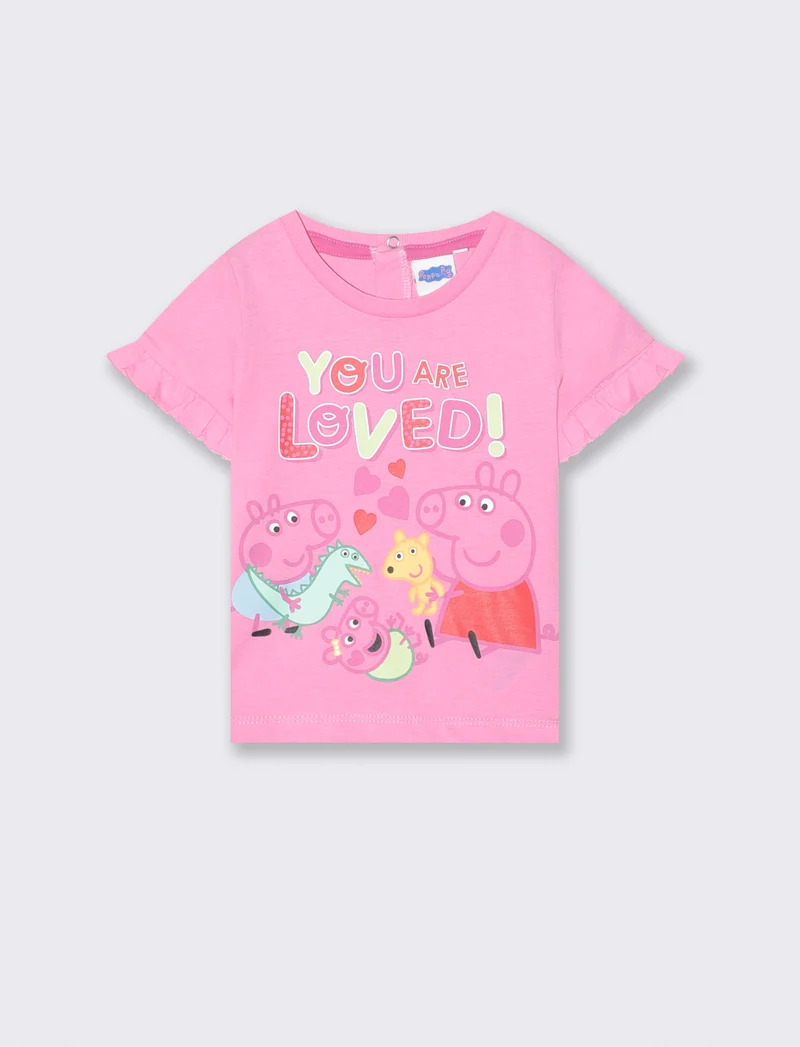 Maglietta Peppa Pig con rouches colorate - Rosa