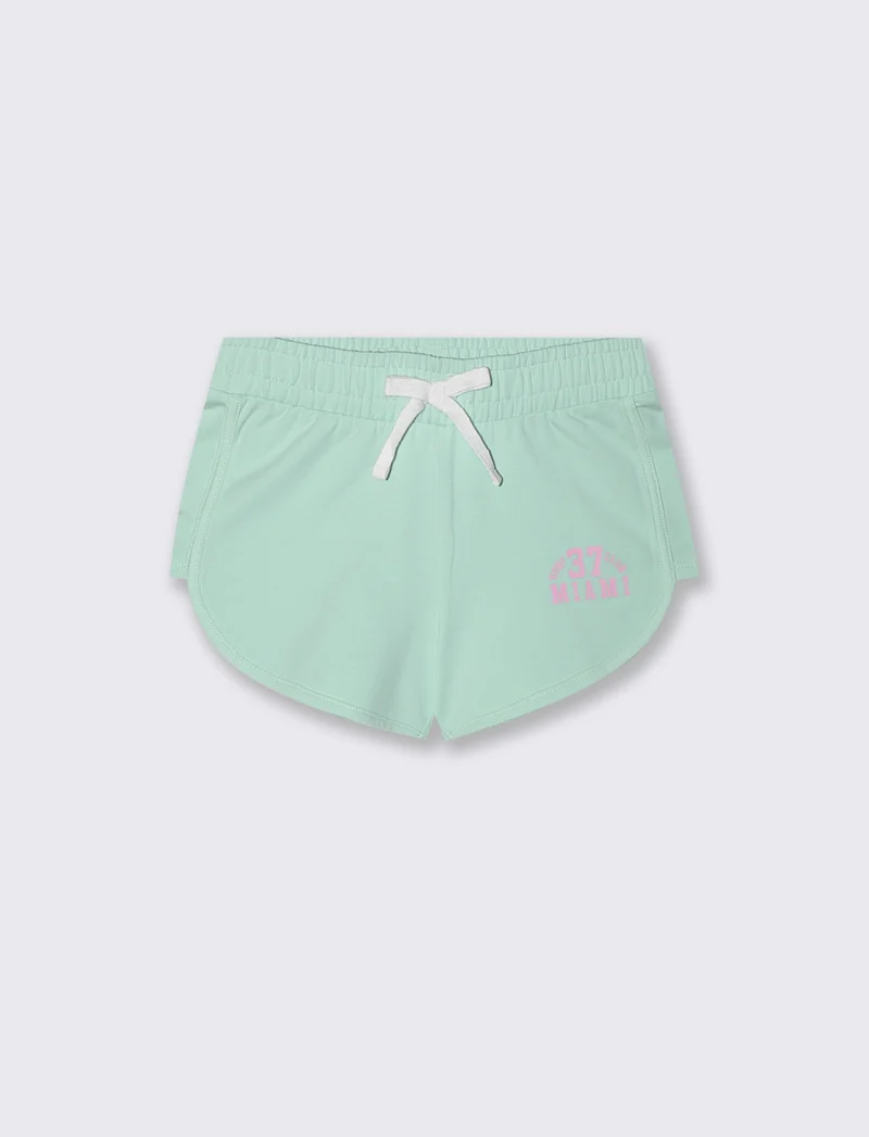 Short sportivo in french terry con stampa - Verde acqua