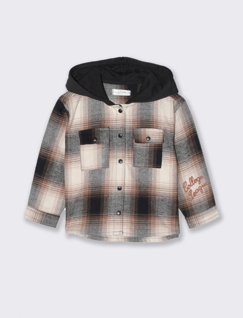 Camicia flanella a quadri con cappuccio - Fantasia
