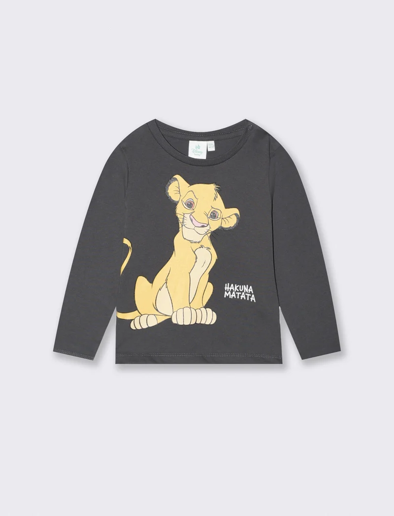 T-shirt Re Leone manica lunga girocollo - Grigio piombo