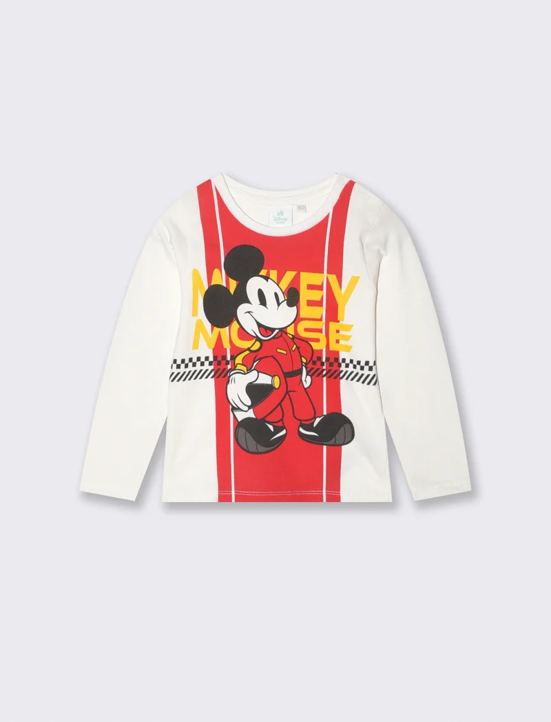 T shirt Mickey Formula 1 manica lunga - Bianco latte