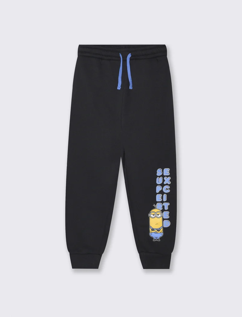 Jogger Minions in cotone nero con elastico - Nero