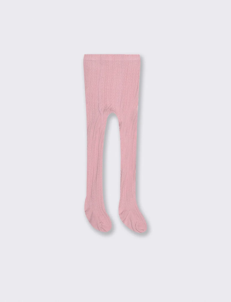 Calze calde con lavorazione a treccine - Rosa polvere
