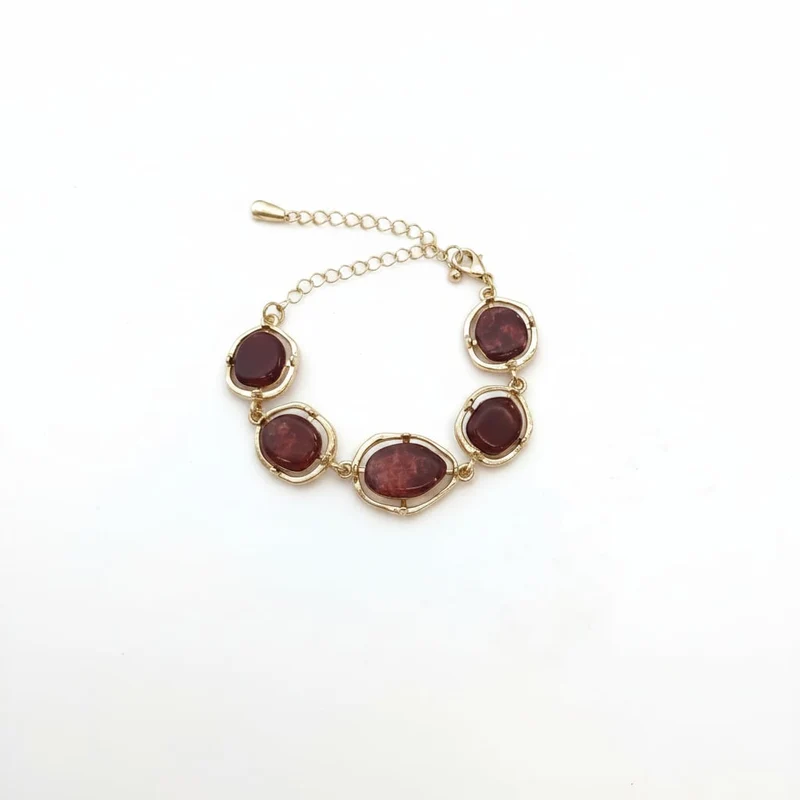 Bracciale con Pietre Asimmetriche - Rosso