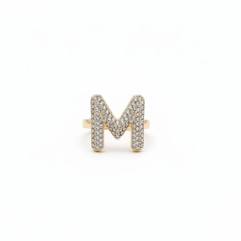 Anello lettera con strass regolabile - Var 5