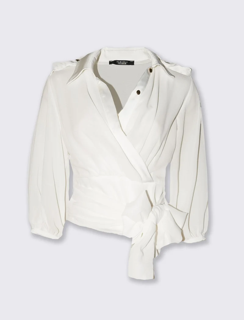 Casacca incrociata donna con dettagli - Bianco