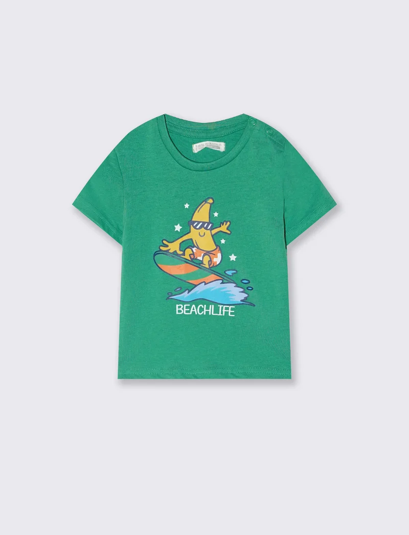 T shirt estiva girocollo manica corta - Verde mela