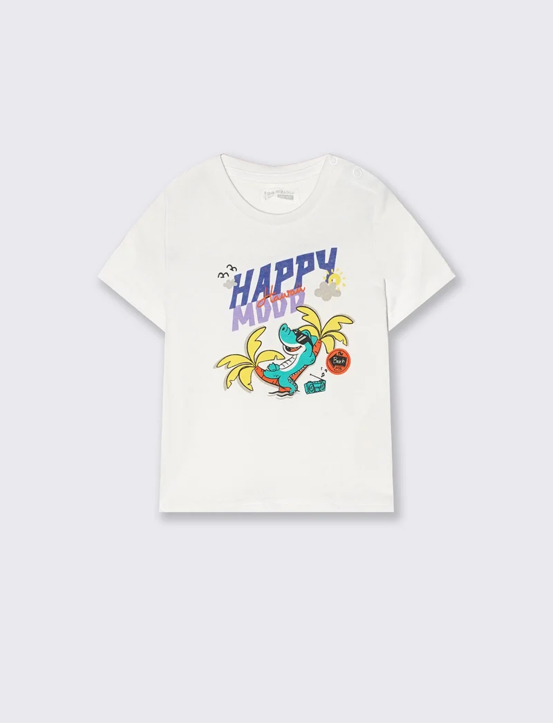 T shirt estiva girocollo manica corta - Bianco