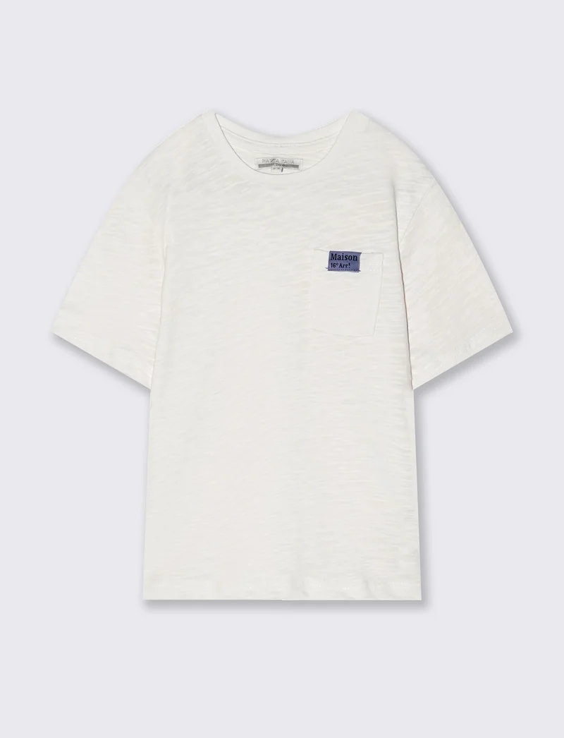 T-shirt girocollo con taschino originale - Bianco