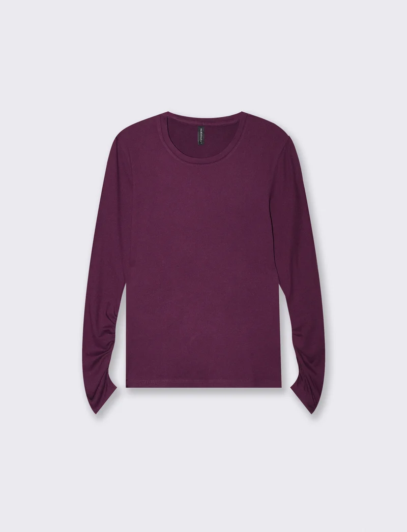 T-shirt basica manica lunga slim fit - Bordeaux