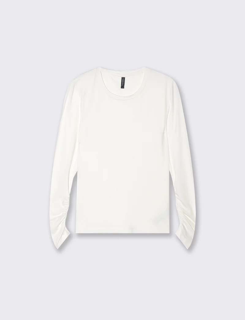 T-shirt basica manica lunga slim fit - Avorio
