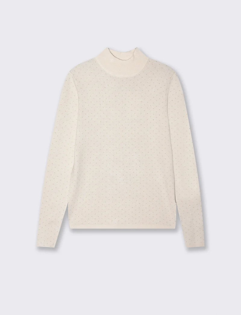 Maglia manica lunga mezzo collo - Avorio