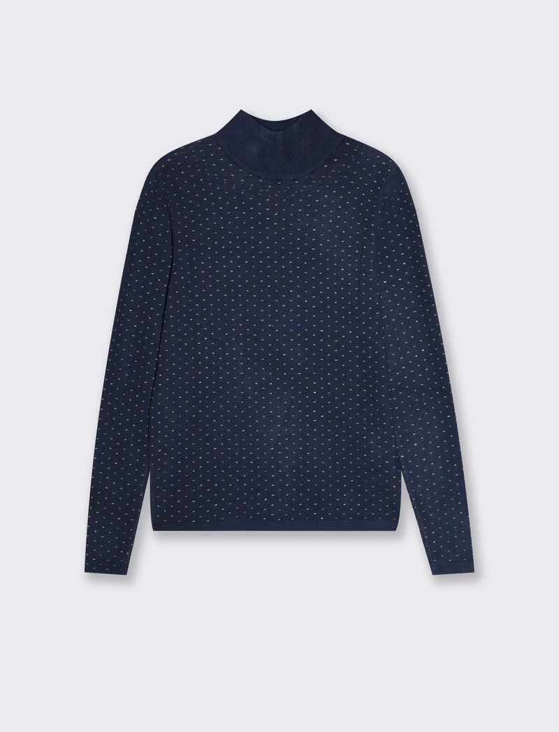 Maglia manica lunga mezzo collo - Blu