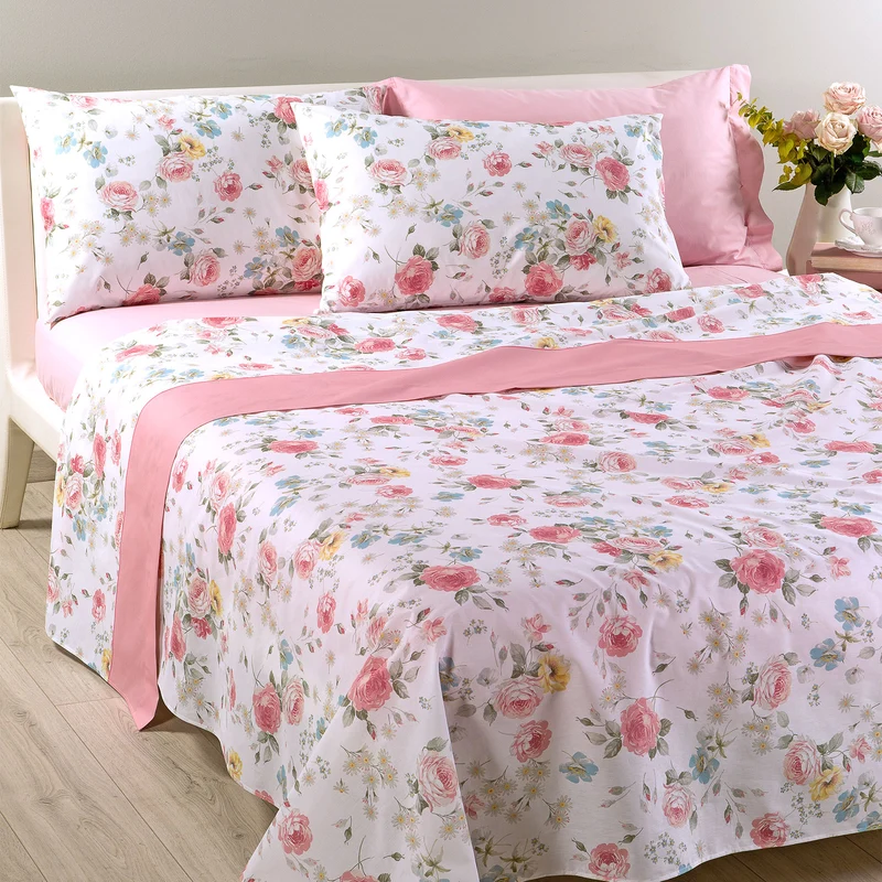 Completo Lenzuola Copriletto spring roses Moderno in Cotone