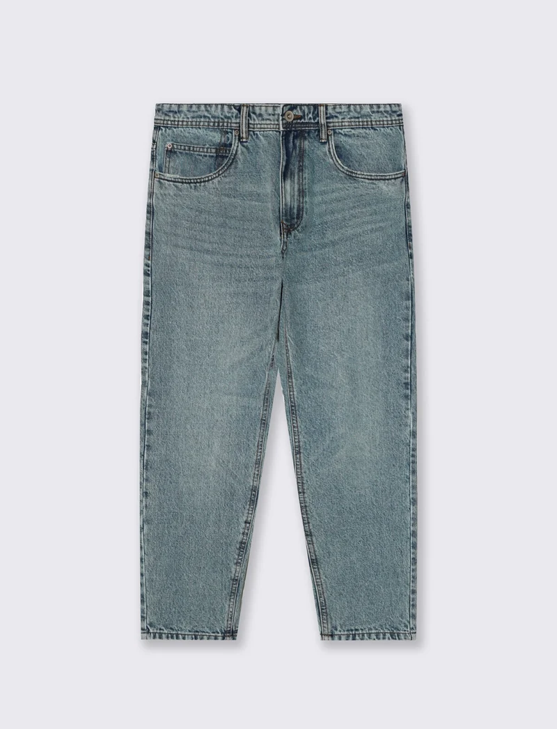 JEANS STRAIGHT FIT in denim slavato - Denim