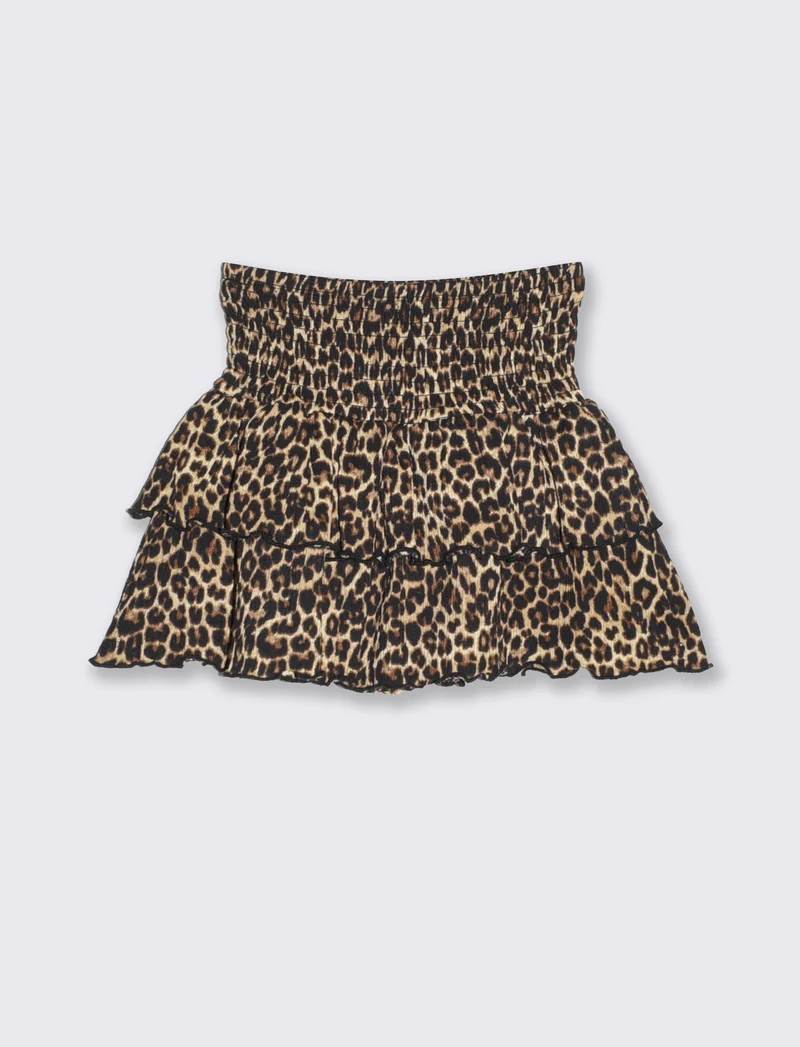 Gonna da bambina in tessuto increspato - Leopardato