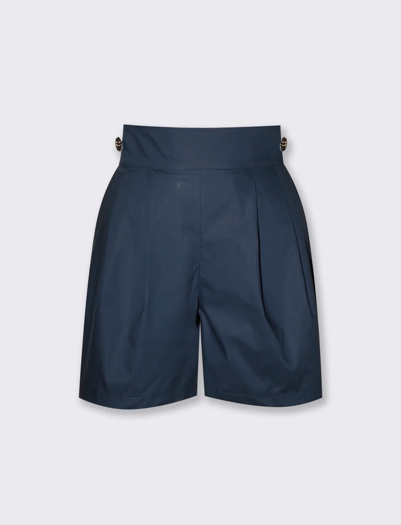 Shorts donna vita alta con bottoni - Blu