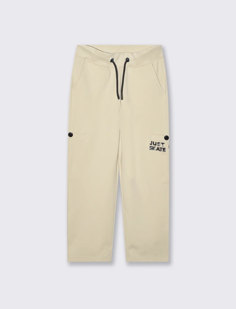 Jogger in felpa con tasche laterali - Beige